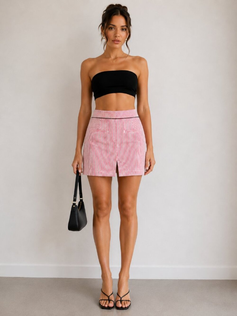 Tommy Hilfiger Pink White Seersucker Stripe Mini Skirt Size 2 Cotton Preppy